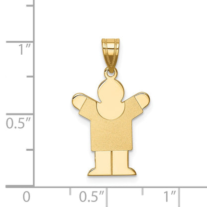 14k Yellow Gold Solid Satin Engravable Boy Charm