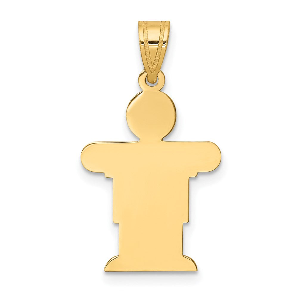 14k Yellow Gold Solid Satin Engravable Boy Charm