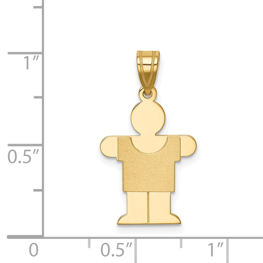 14k Yellow Gold Solid Satin Engravable Boy Charm
