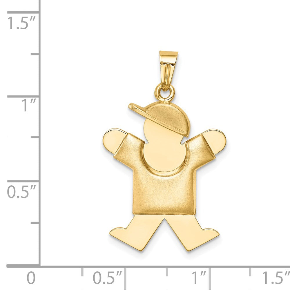 14k Yellow Gold Puffed Boy w/Hat on Right Engravable Charm