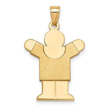 14k Yellow Gold Solid Satin Engravable Boy Charm