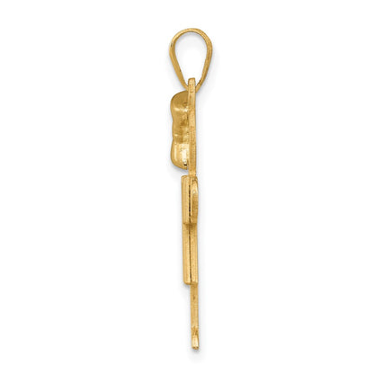 14k Yellow Gold Solid Engravable Girl w/Bow on Left Charm