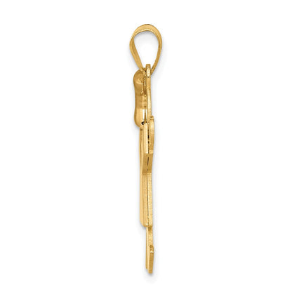 14k Two-tone Gold Two-tone Gold Large Girl w/Bow on Left Engravable Charm