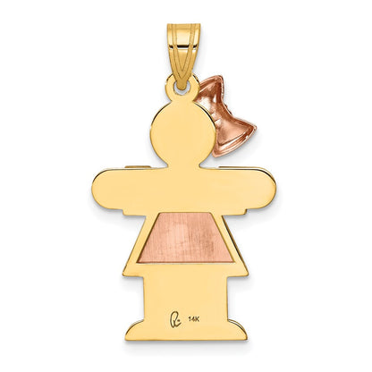 14k Two-tone Gold Two-tone Gold Large Girl w/Bow on Left Engravable Charm