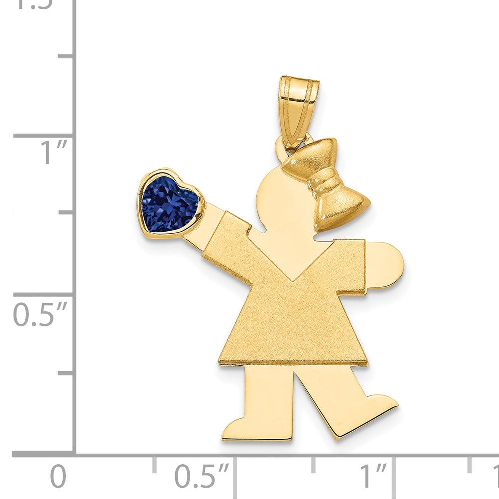 14k Yellow Gold Girl with CZ September Birthstone Charm