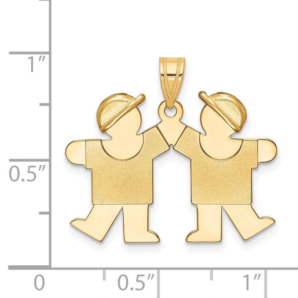 14k Yellow Gold Solid Double Boys Engravable Charm
