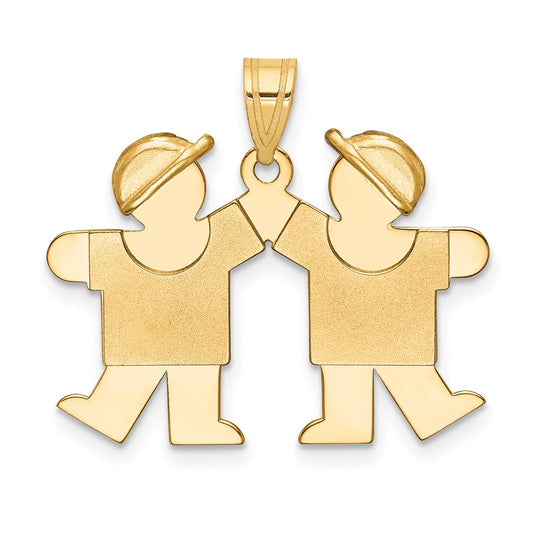 14k Yellow Gold Solid Double Boys Engravable Charm