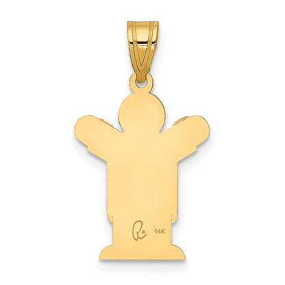 14k Yellow Gold Solid Satin Engravable Boy w/Overalls Charm