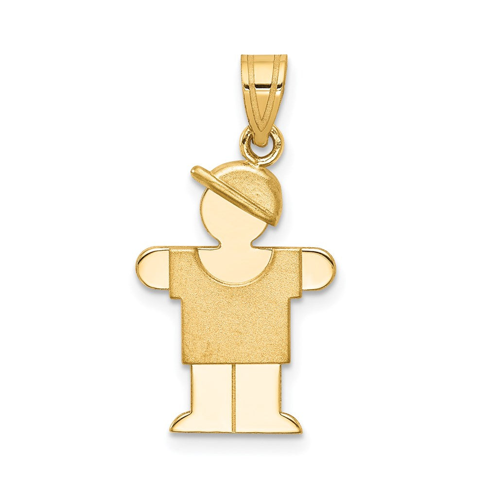 14k Yellow Gold Solid Engravable Boy with Hat on Right Charm