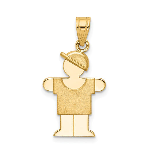 14k Yellow Gold Solid Engravable Boy with Hat on Right Charm