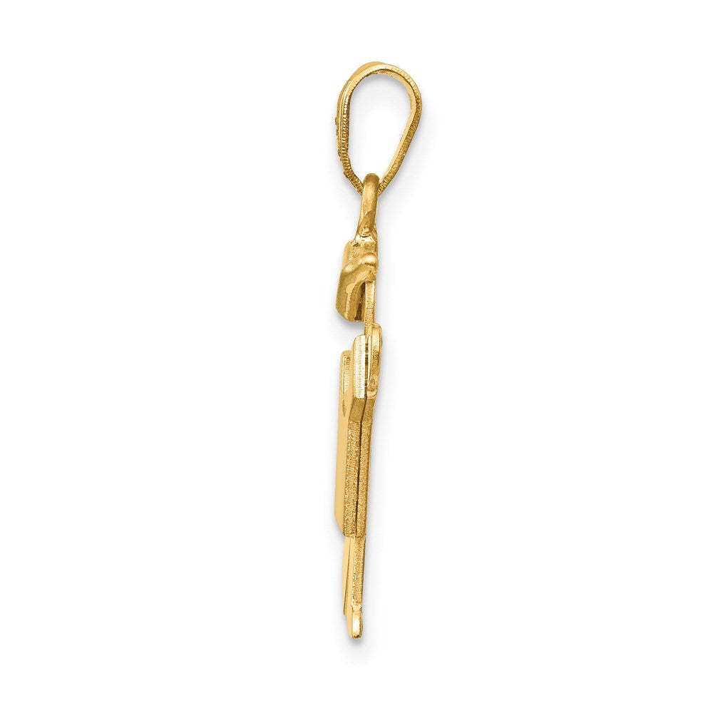 14k Yellow Gold Solid Engravable Boy with Hat on Left Charm