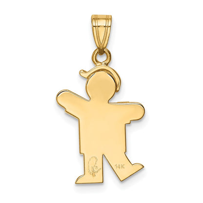14k Yellow Gold Solid Engravable Boy with Hat on Left Charm