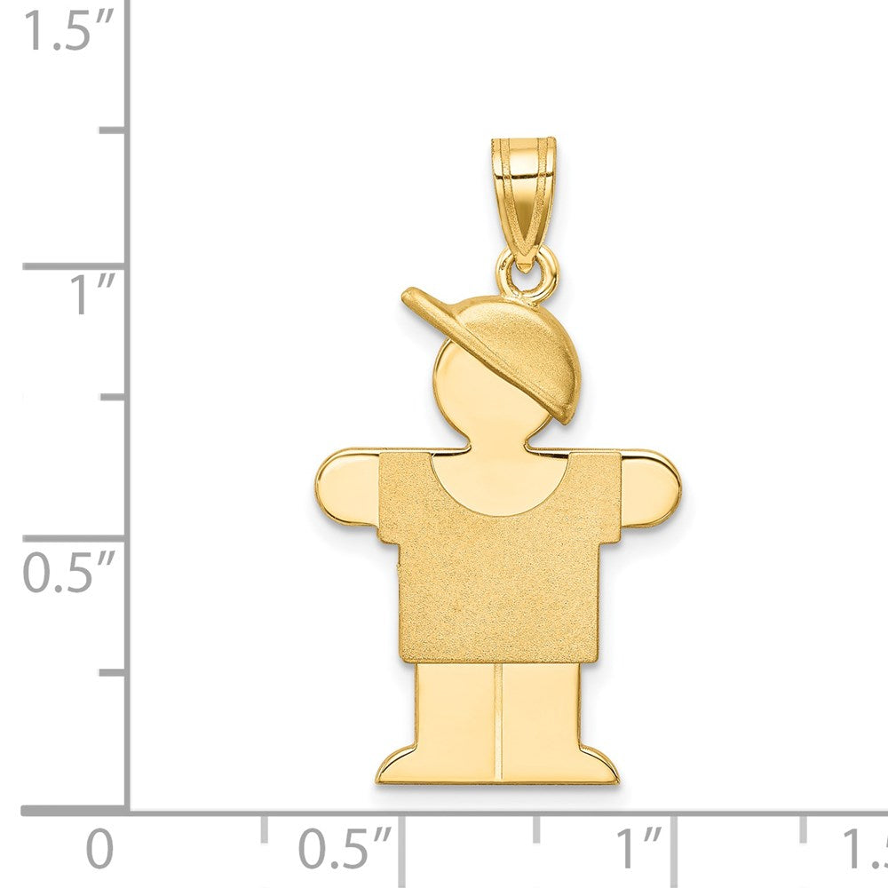 14k Yellow Gold Solid Engravable Boy with Hat on Right Charm