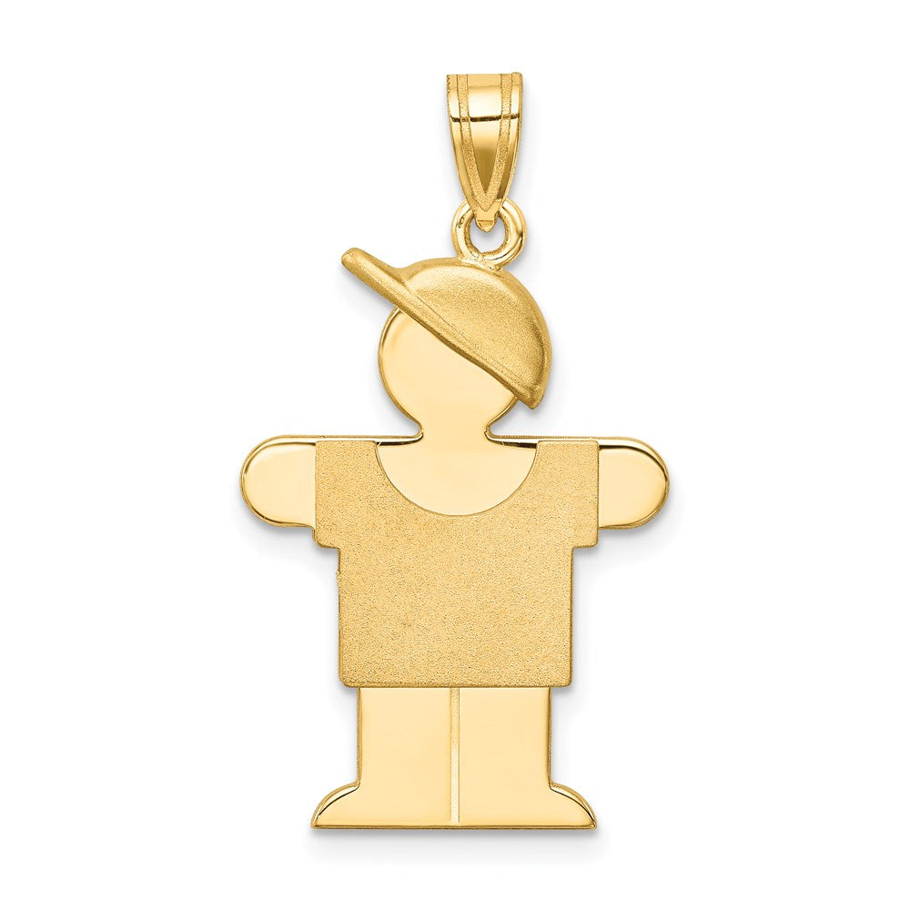 14k Yellow Gold Solid Engravable Boy with Hat on Right Charm