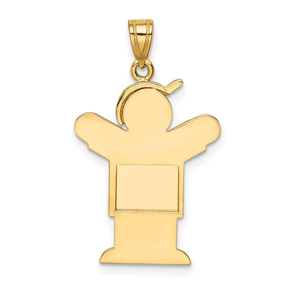 14k Yellow Gold Solid Engravable Boy with Hat on Right Charm