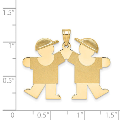 14k Yellow Gold Solid Engravable Double Boys Charm
