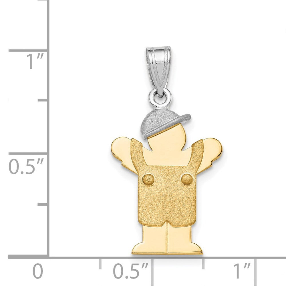 14k Two-tone Gold Two-tone Gold Small Boy with Hat on Left Engravable Charm