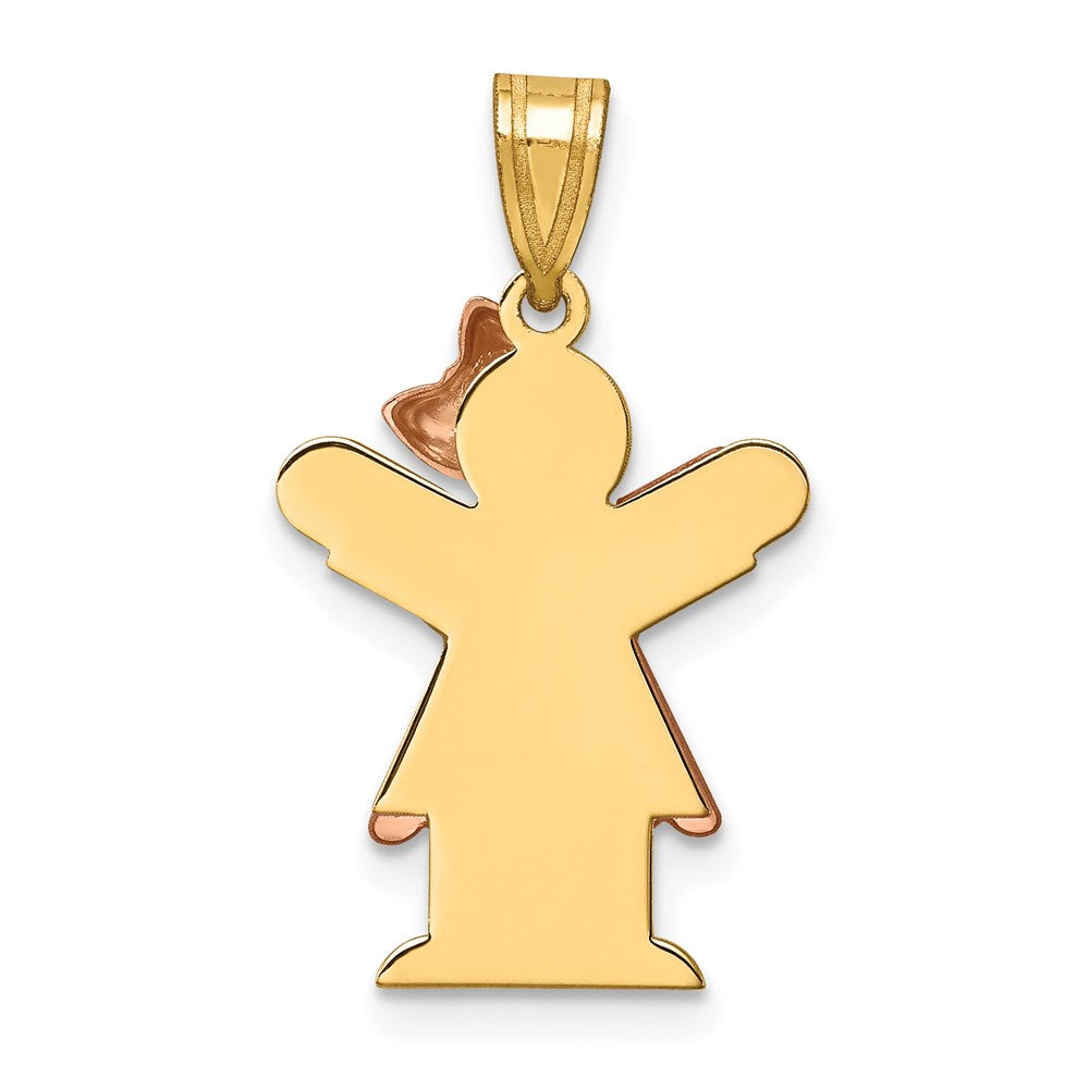 14k Two-tone Gold Two-tone Gold Small Girl with Bow on Right Engravable Charm