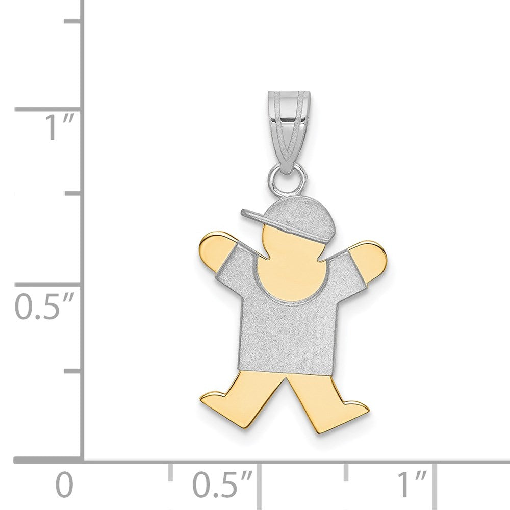 14k Two-tone Gold Two-tone Gold Small Boy with Hat on Right Engravable Charm