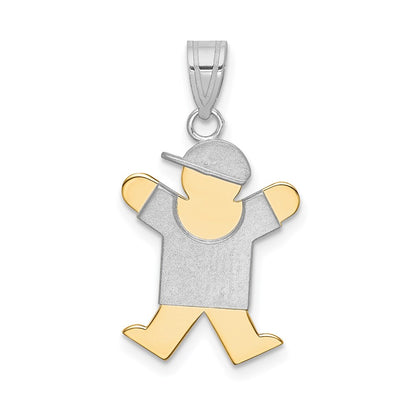 14k Two-tone Gold Two-tone Gold Small Boy with Hat on Right Engravable Charm