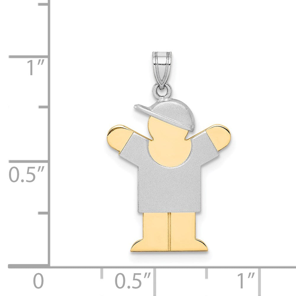 14k Two-tone Gold Two-tone Gold Small Boy with Hat on Right Engravable Charm