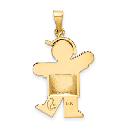 14k Yellow Gold Puffed Boy with Hat on Left Engravable Charm