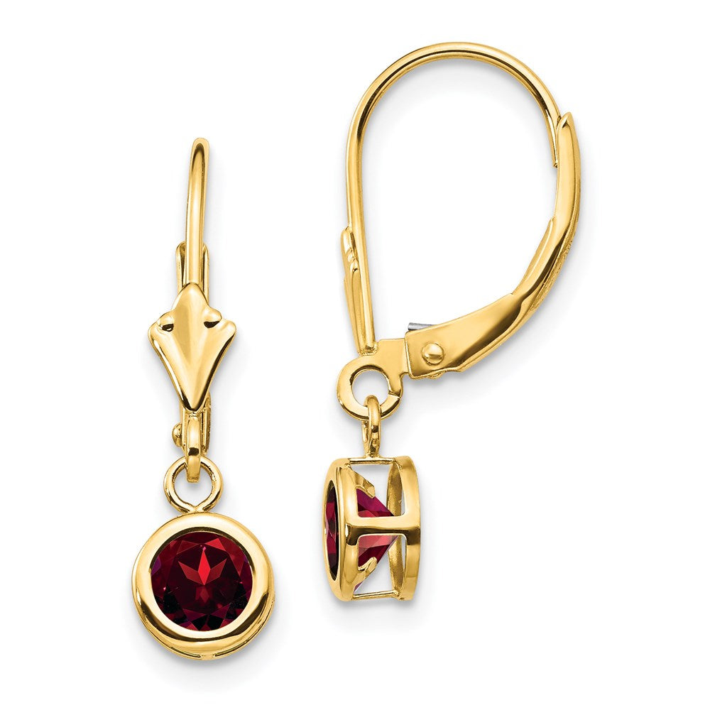 14k Yellow Gold 5mm Garnet Leverback Earring XLB100GA