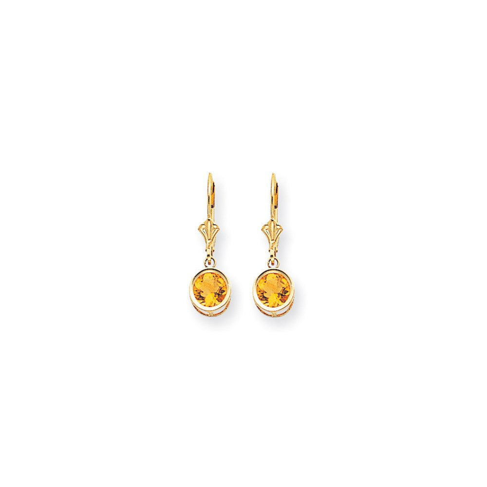 14k Yellow Gold 6mm Citrine Checker leverback Earrings XLB101CC