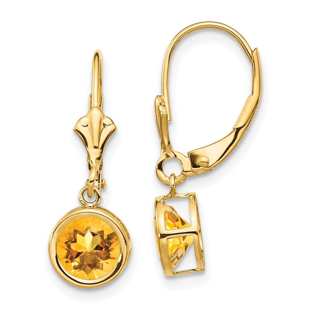 14k Yellow Gold 6mm Citrine Leverback Earrings XLB101CI