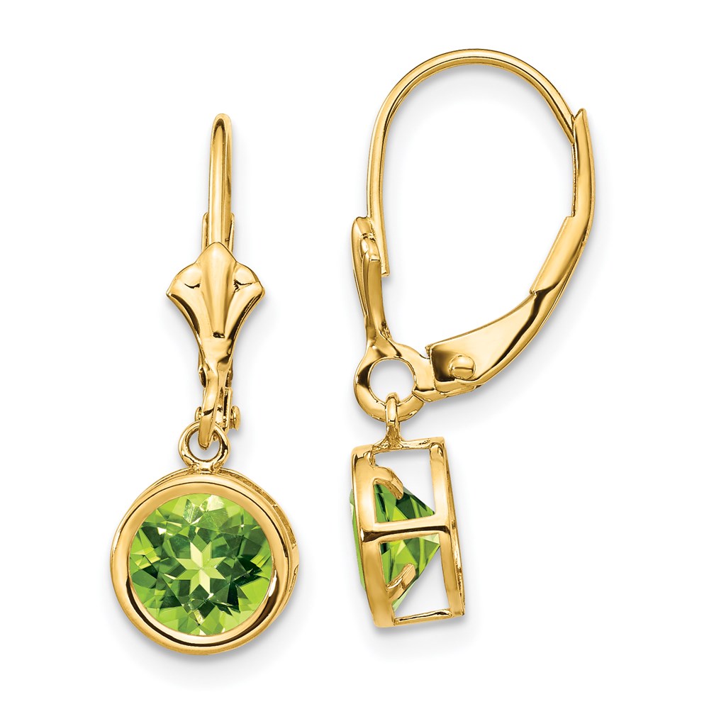 14k Yellow Gold 6mm Peridot Leverback Earrings XLB101PE