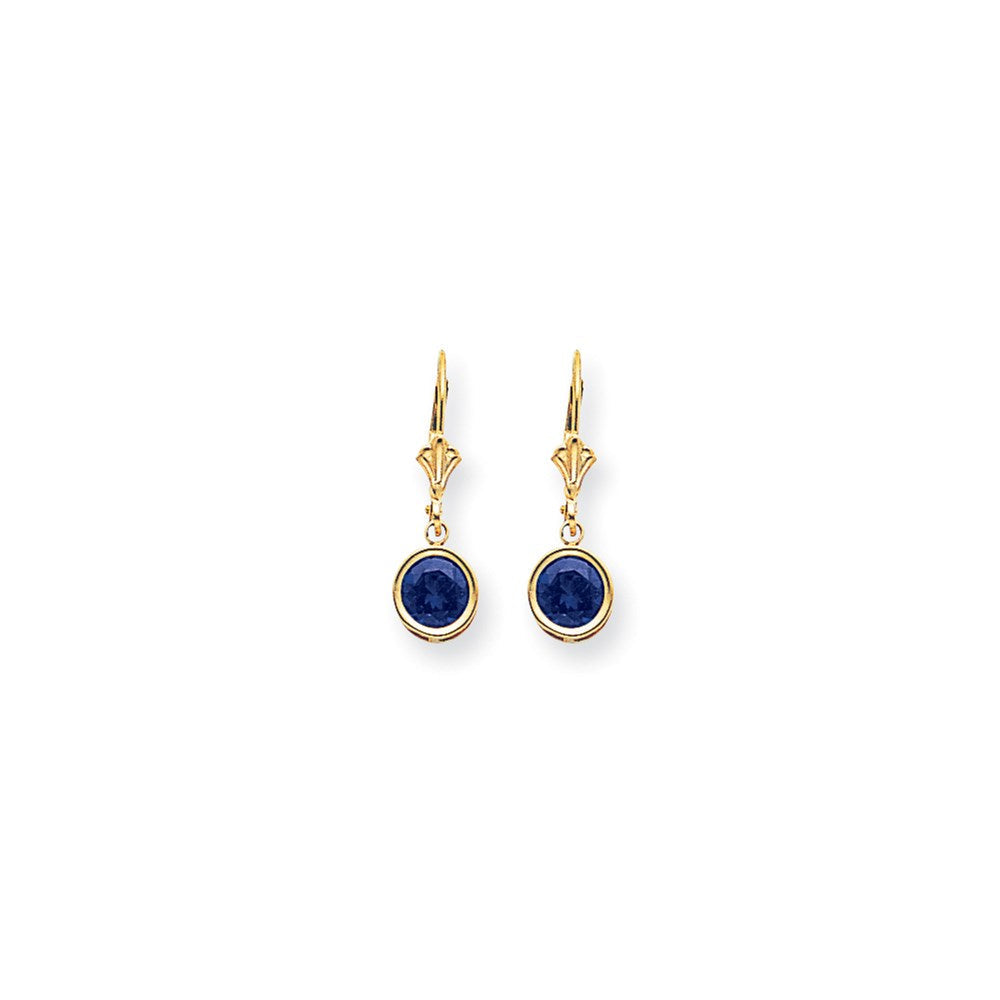 14k Yellow Gold 6mm Sapphire leverback Earrings XLB101S