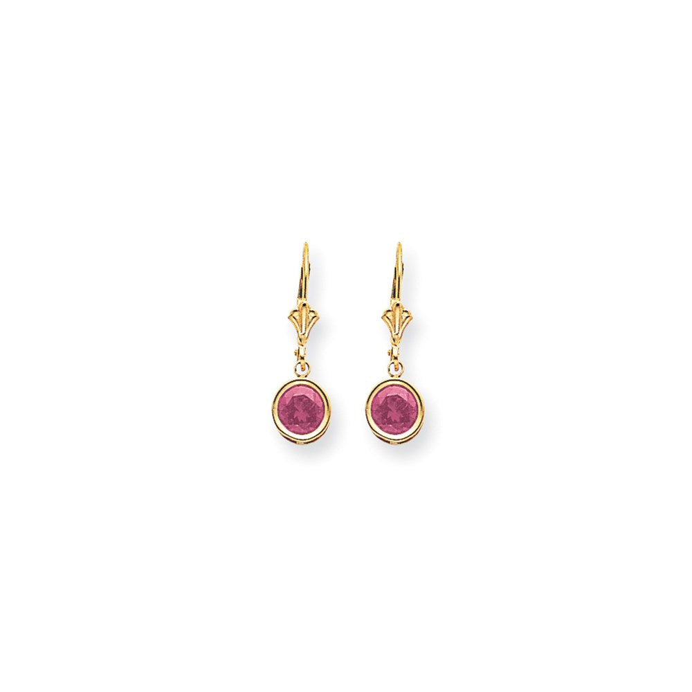 14k Yellow Gold 6mm Pink Sapphire leverback Earrings XLB101SP