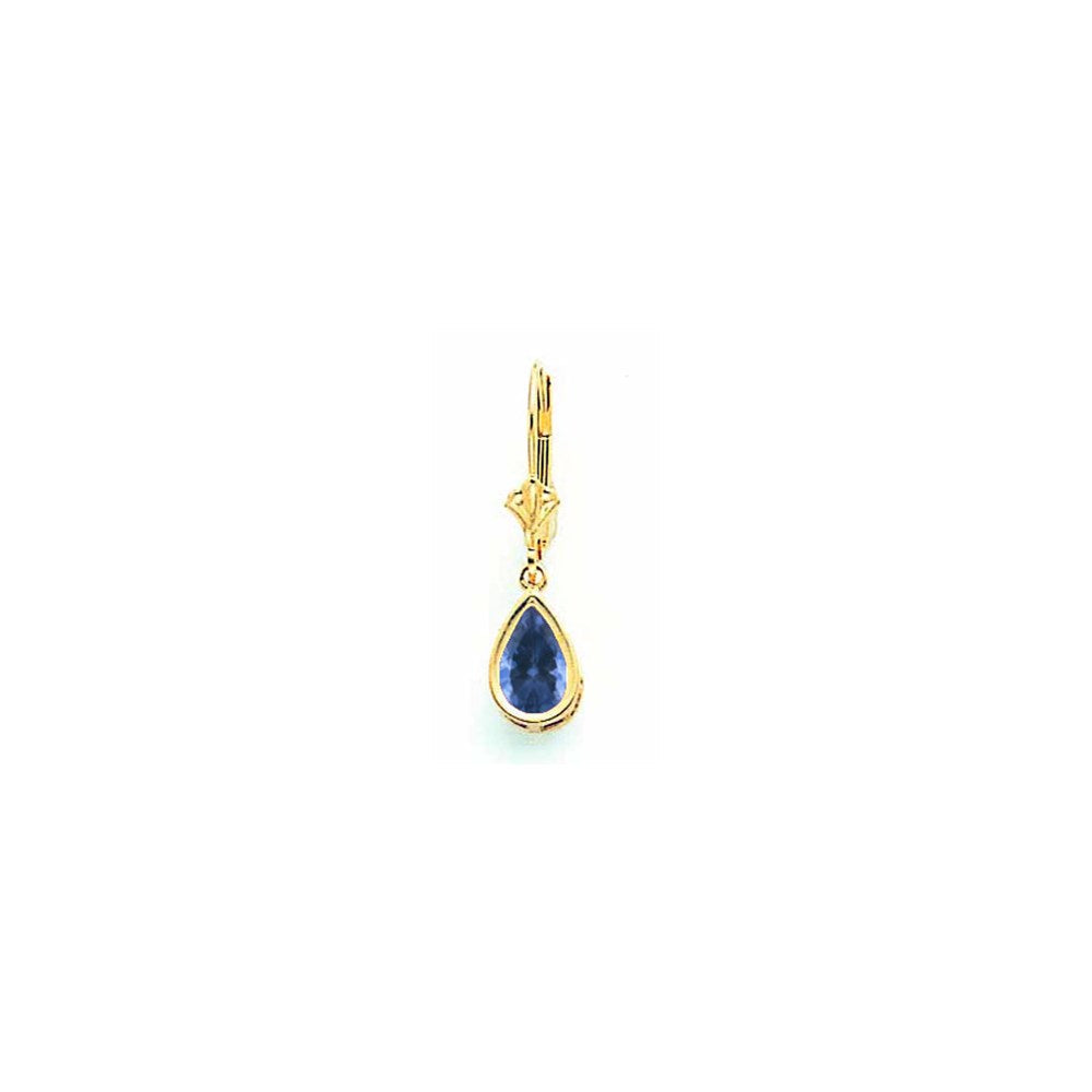 14k Yellow Gold 8x5mm Pear Sapphire leverback Earrings XLB103S