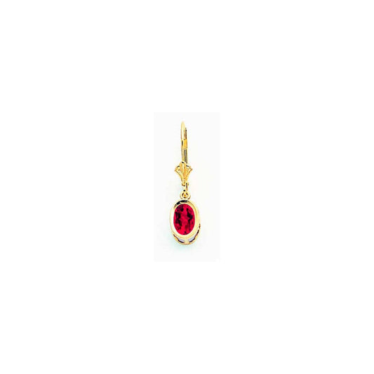 14k Yellow Gold 7x5mm Oval Ruby leverback Earrings XLB106R