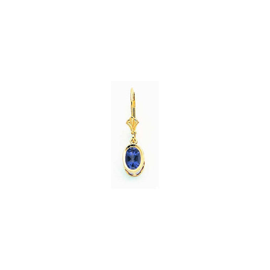 14k Yellow Gold 7x5mm Oval Sapphire leverback Earrings XLB106S
