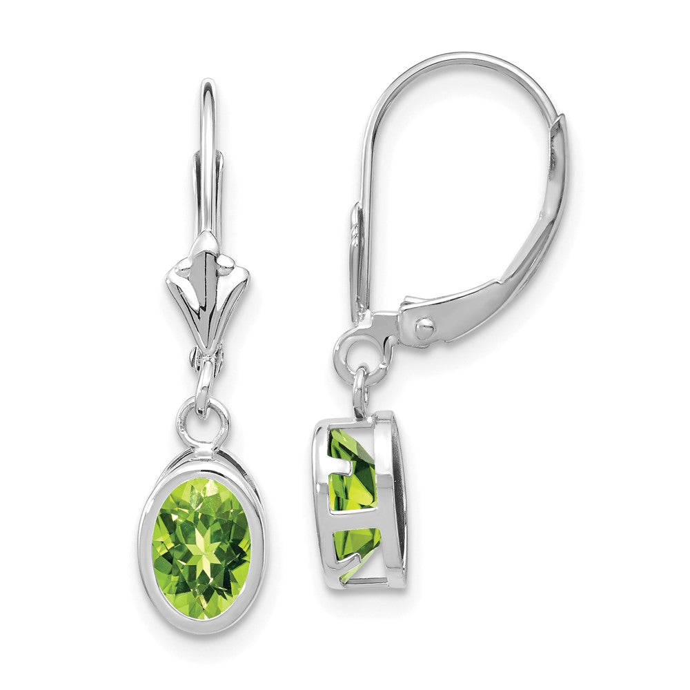 14k White Gold 7x5mm Oval Peridot Leverback Earrings XLB106WPE
