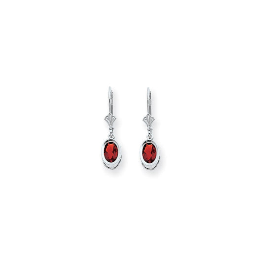 14k White Gold 7x5mm Oval Ruby leverback Earrings XLB106WR