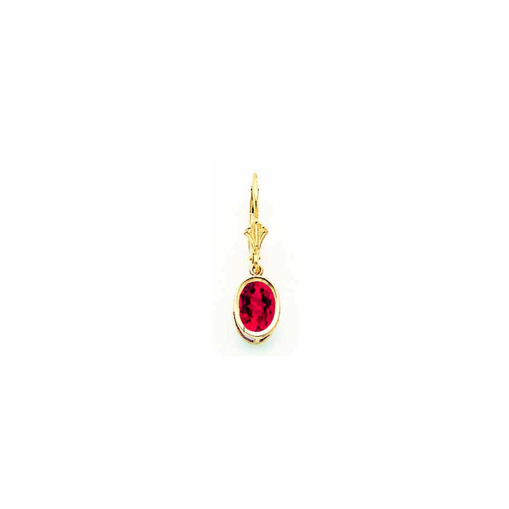 14k Yellow Gold 8x6mm Oval Ruby leverback Earrings XLB107R