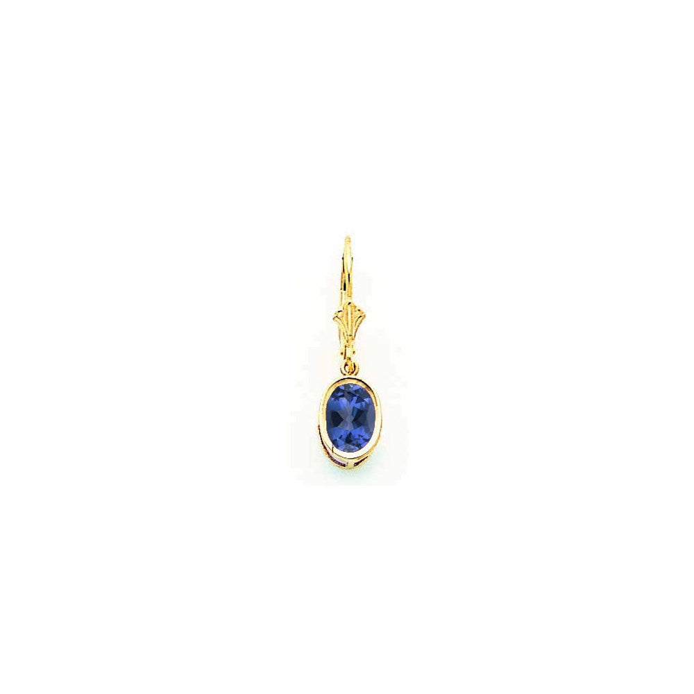 14k Yellow Gold 8x6mm Oval Sapphire leverback Earrings XLB107S