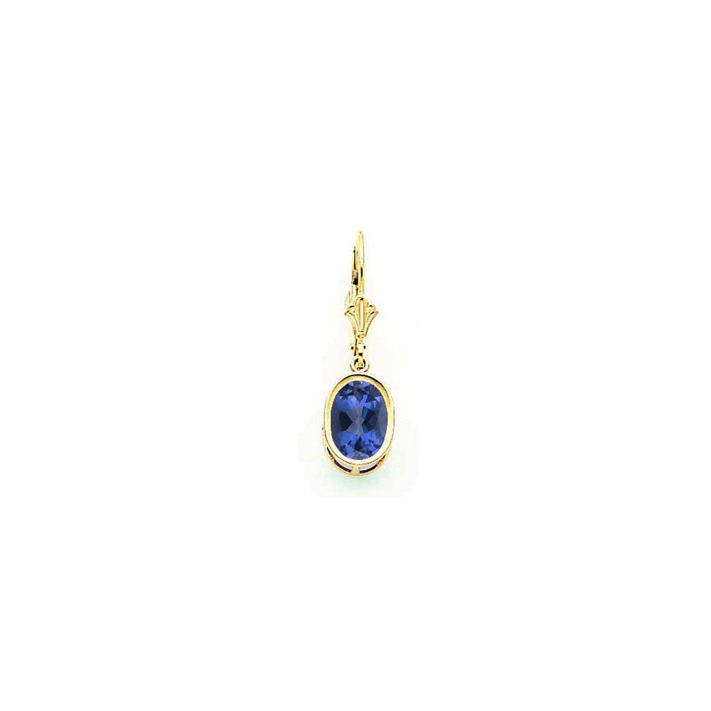 14k Yellow Gold 9x7mm Oval Sapphire leverback Earrings XLB108S