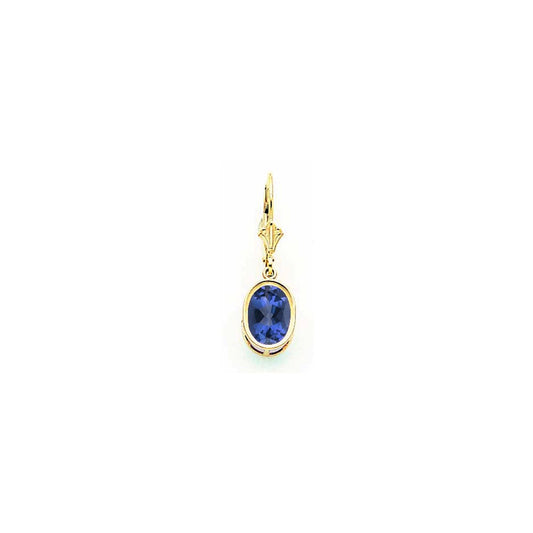 14k Yellow Gold 9x7mm Oval Sapphire leverback Earrings XLB108S