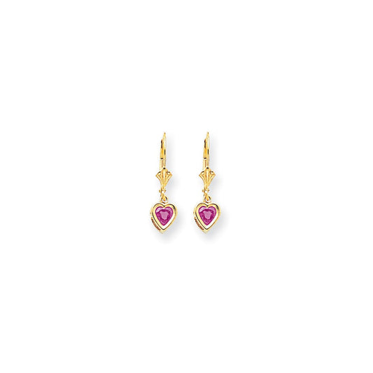 14k Yellow Gold 5mm Heart Pink Sapphire Earrings XLB109SP