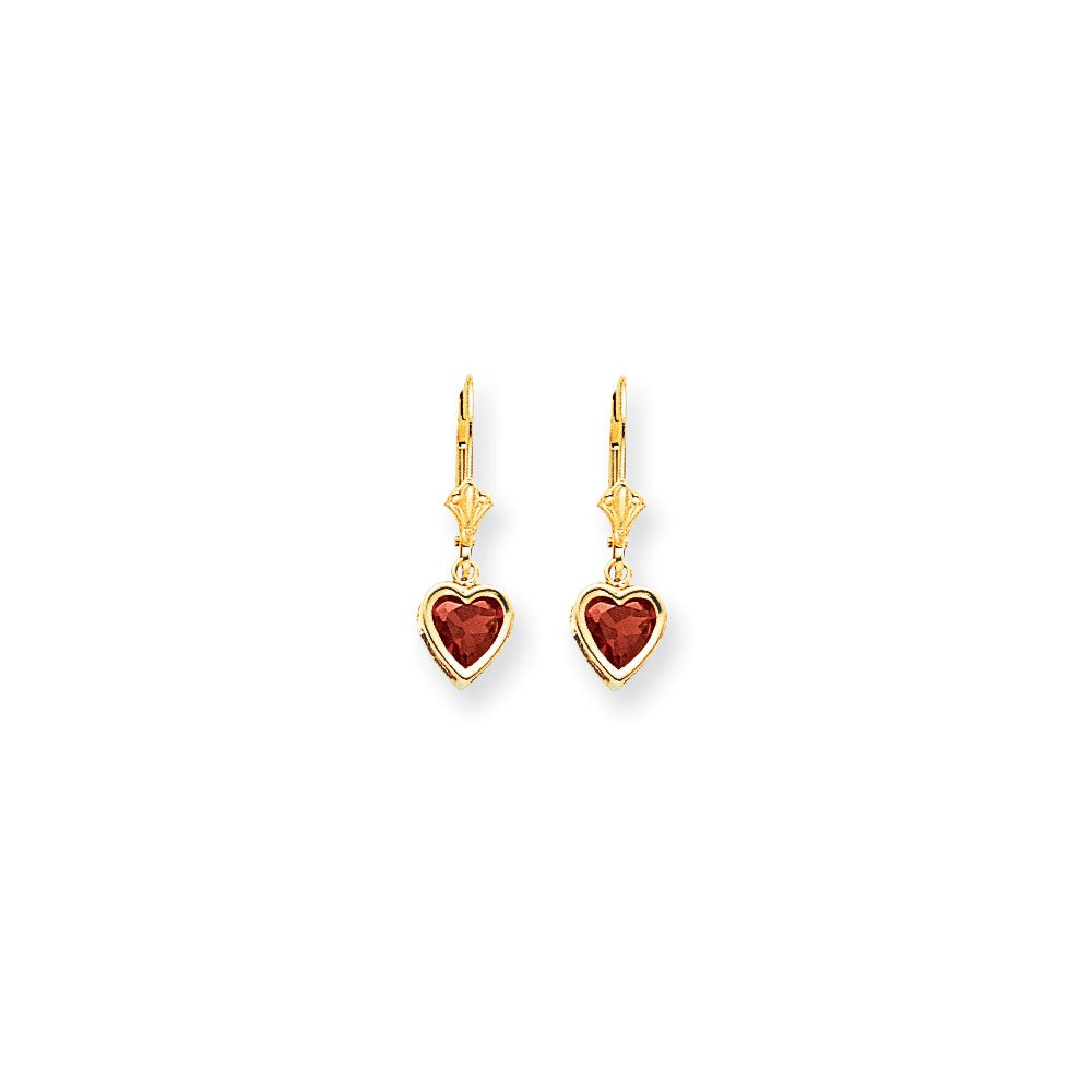 14k Yellow Gold 6mm Heart Created Ruby Earrings XLB110CR