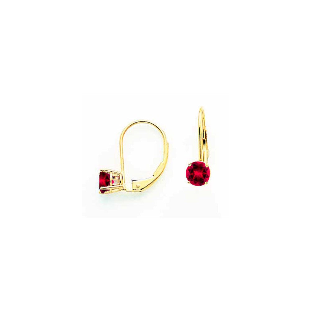 14k Yellow Gold 5mm Ruby leverback Earrings XLB111R