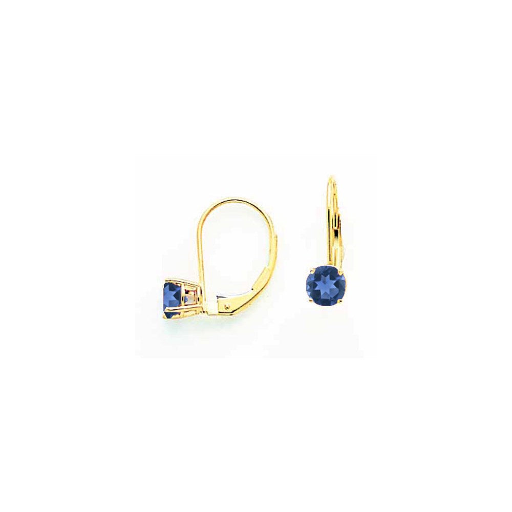 14k Yellow Gold 5mm Sapphire leverback Earrings XLB111S
