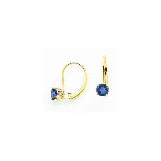 14k Yellow Gold 5mm Sapphire leverback Earrings XLB111S