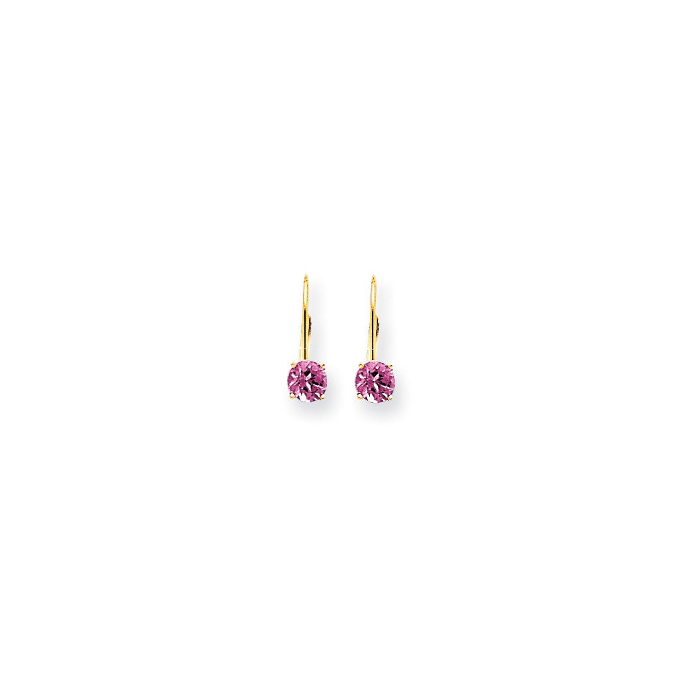 14k Yellow Gold 5mm Pink Sapphire leverback Earrings XLB111SP