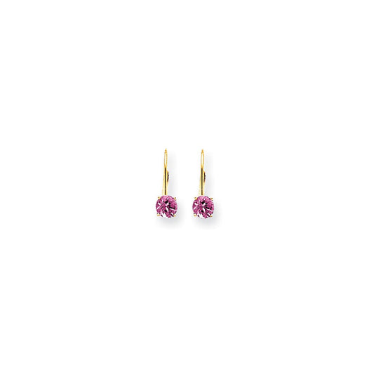 14k Yellow Gold 5mm Pink Sapphire leverback Earrings XLB111SP