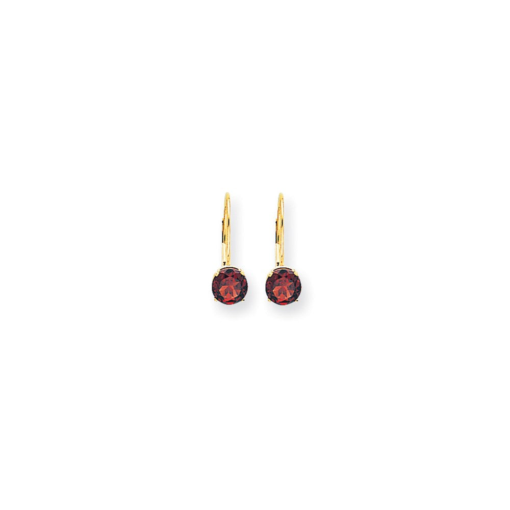 14k Yellow Gold 6mm Garnet Checker leverback Earrings XLB112GC