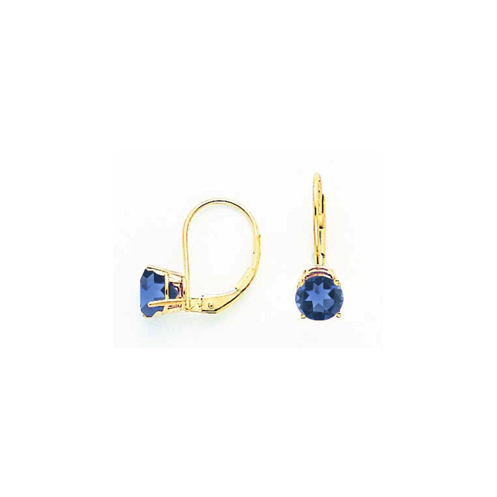 14k Yellow Gold 6mm Sapphire leverback Earrings XLB112S